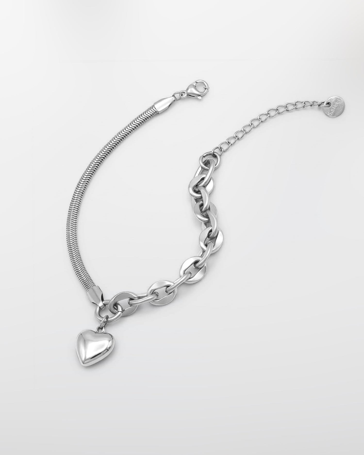 BRANSOLETKA Z SERCEM ASYMETRYCZNA