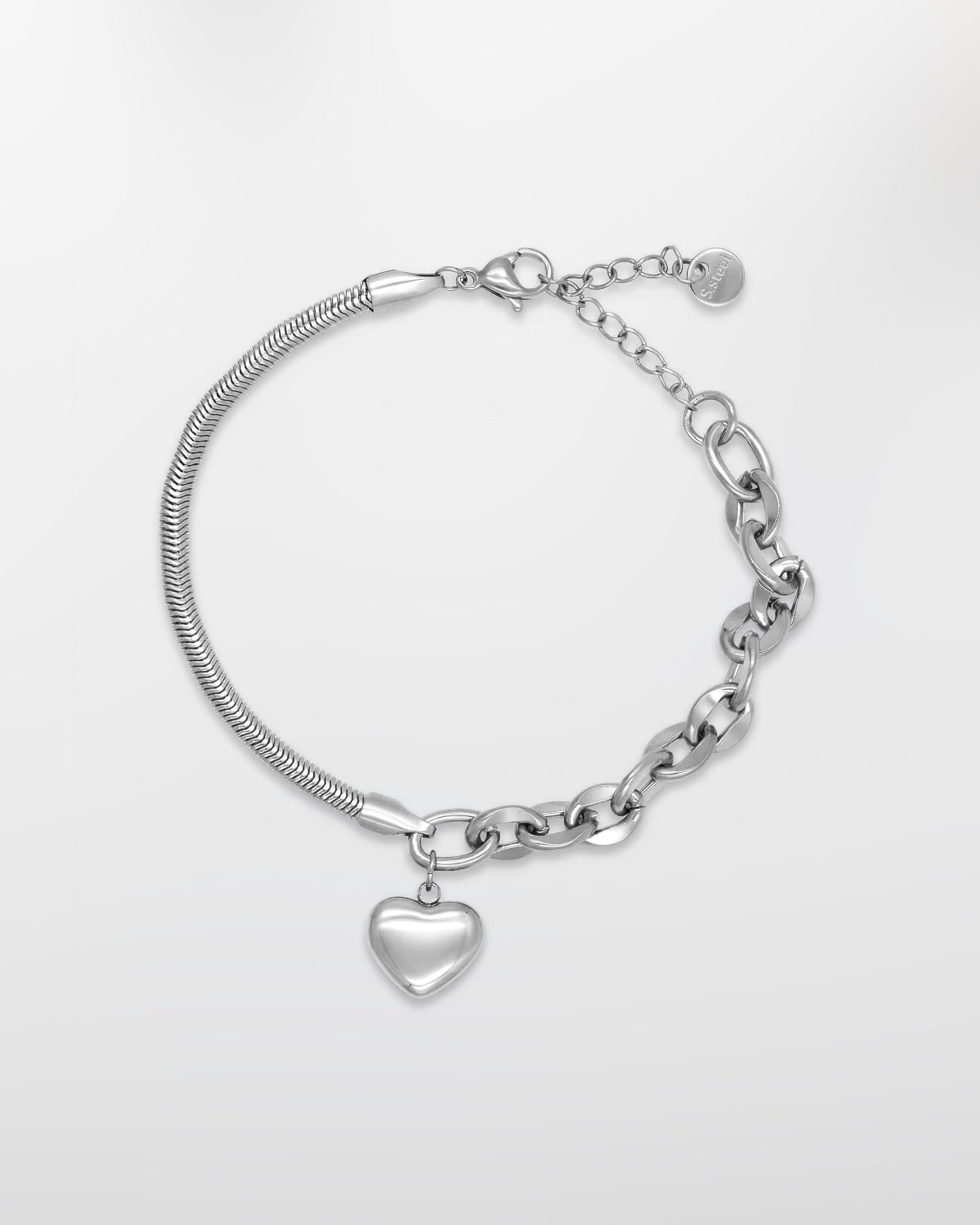 BRANSOLETKA Z SERCEM ASYMETRYCZNA