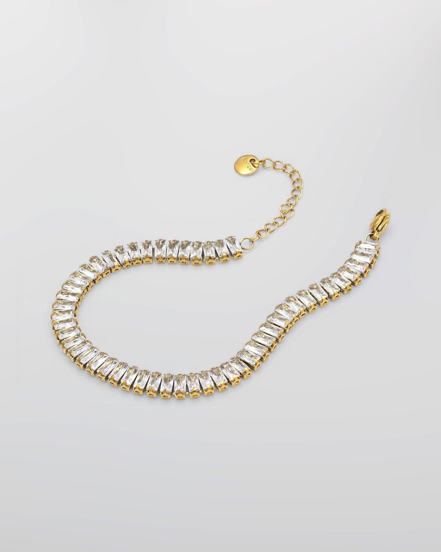 BRANSOLETKA Z CYRKONIAMI TENISOWA pozłacana